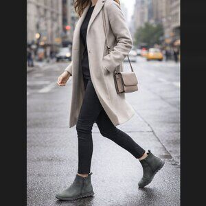 Cole Haan ZEROGRAND Waterproof Ankle Boots Womens 8B Nubuck Leather Washed Black